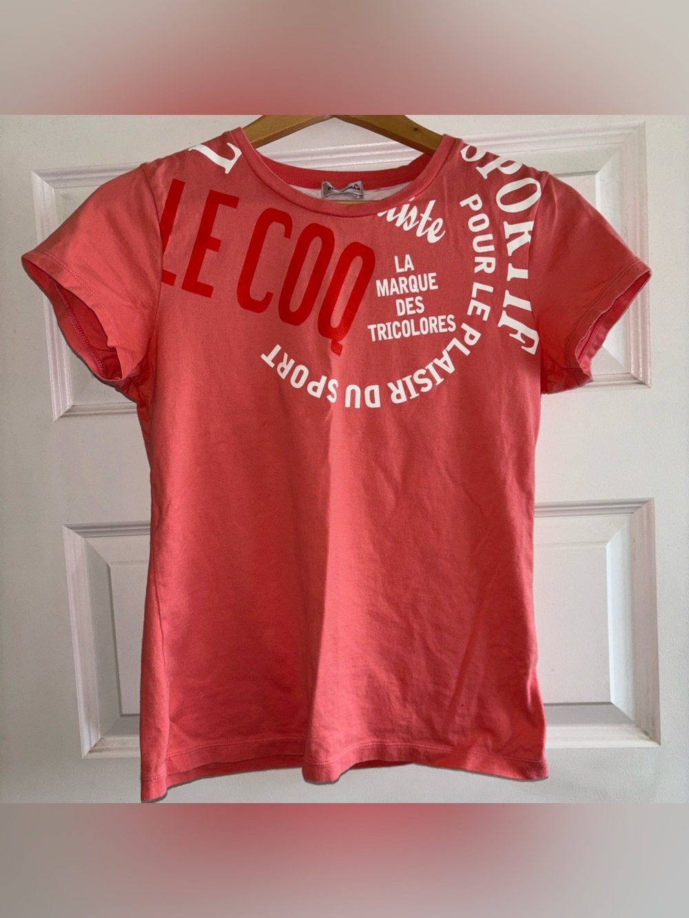 Le Coq Sportif Shirt Pink salmon T Shirt Pit To Pit  16.5